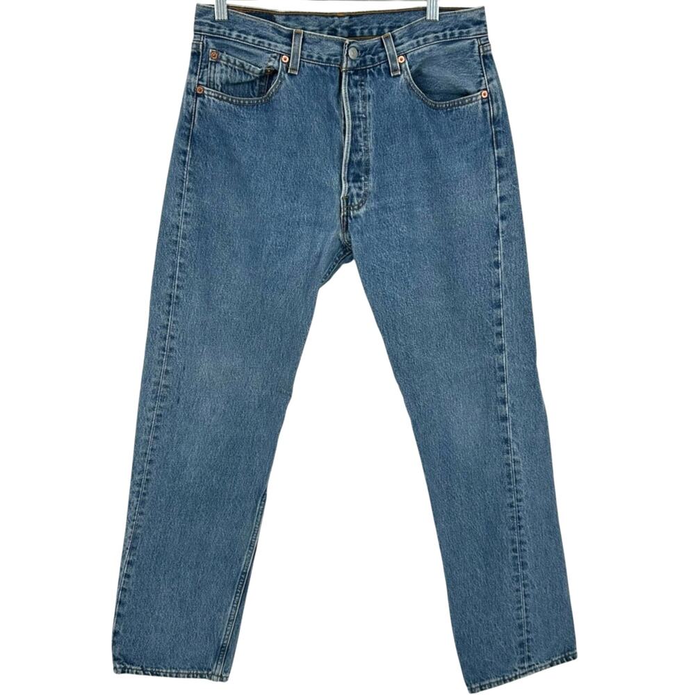 VTG 90s Men's 501 Levi's Button Fly USA Made Blue Denim Jeans 34x32 (act 32x32)